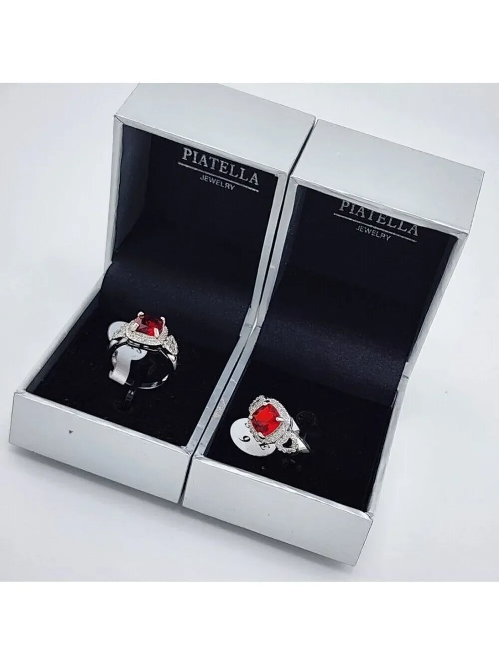 Brand New Gold Plated Red Gemstone double Heart Ring